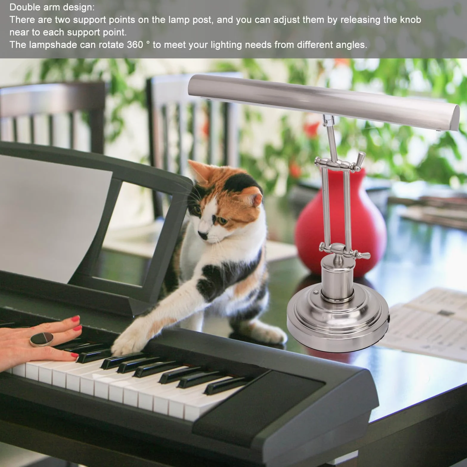 Lámpara de Banqueros Antiguos con Atenuación sin Pasos, 12W Luz de Piano Ajustable para Piano Vertical, Piano de, Iluminación LED LED de (Enchufe de la UE)