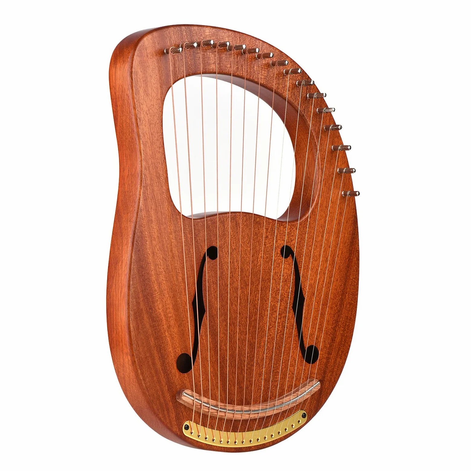Arpa de lira, WH-16 Arpa de lira de madera de 16 cuerdas, cuerdas de metal, instrumento de cuerda de madera maciza con bolsa de transporte, llave de afinación, limpieza de cuerdas de repuesto, libro
