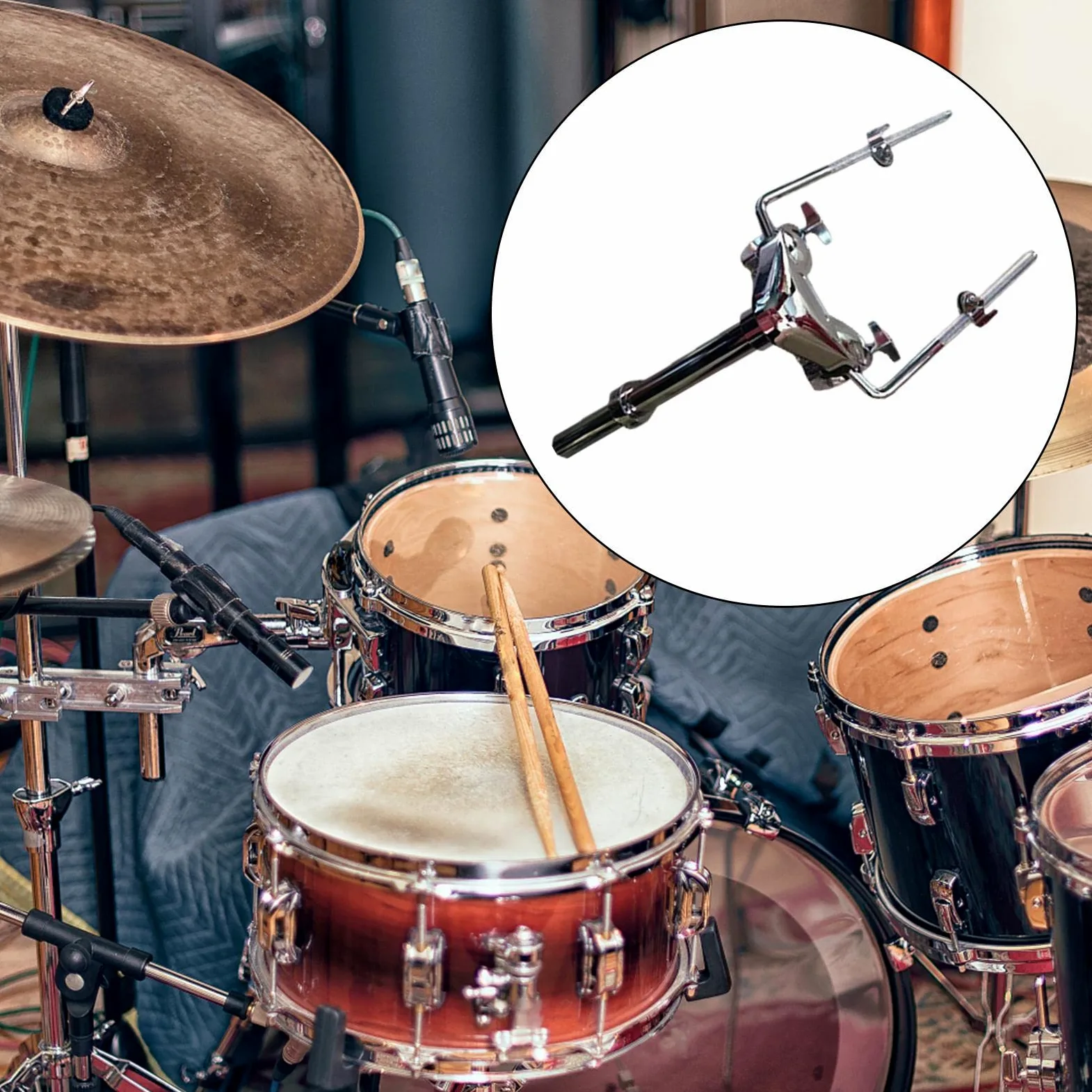 F Fityle Metal Tom Drum Holder Mount Estable Robusto para Tom Drum Instrument DIY Reemplaza piezas, Porta toms doble