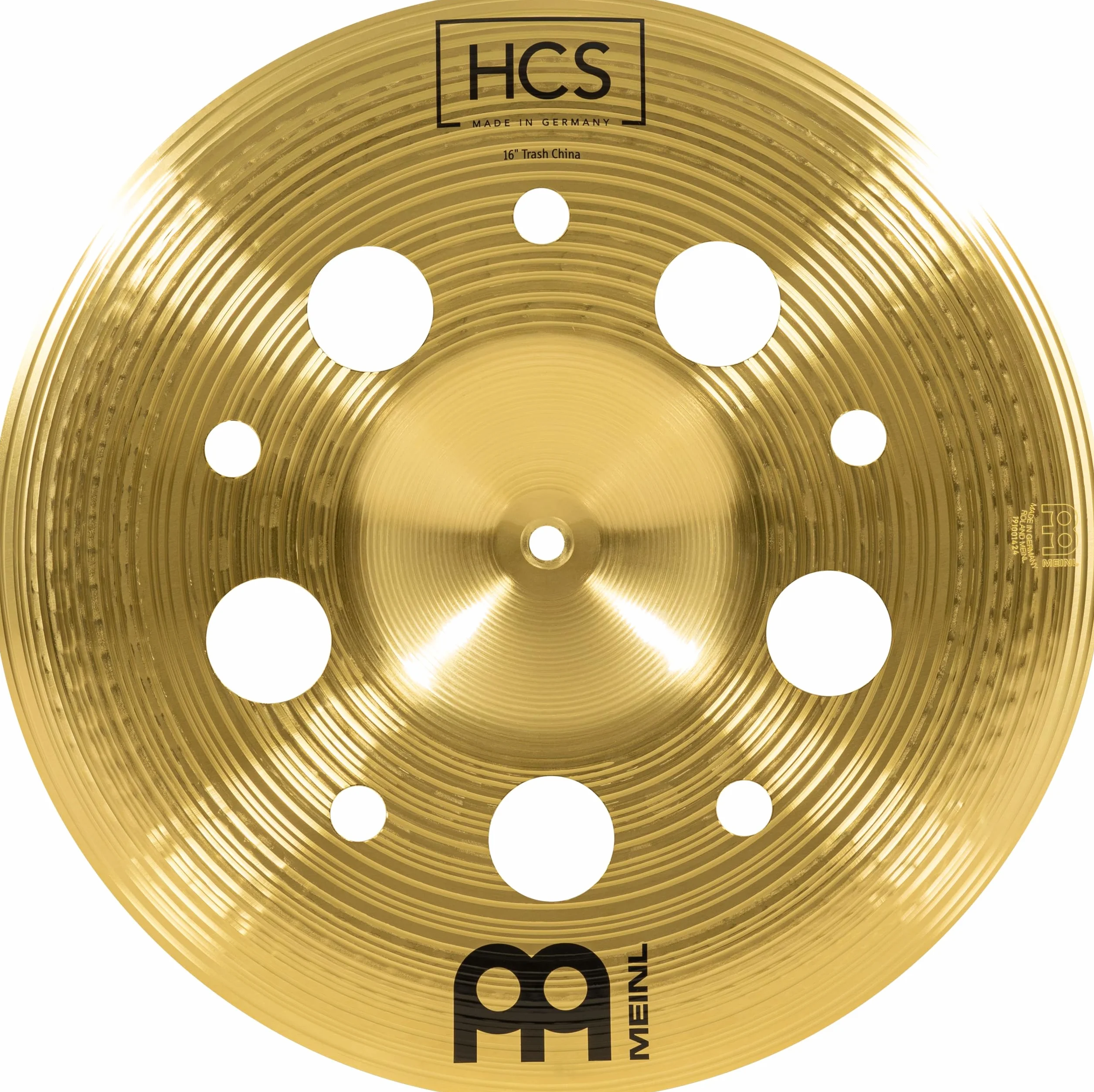 Meinl Cymbals HCS Plato Trash China de 16 pulgadas (40,64cm) con Agujeros – Platillos de Batería – Latón, Acabado Tradicional (HCS16TRCH)
