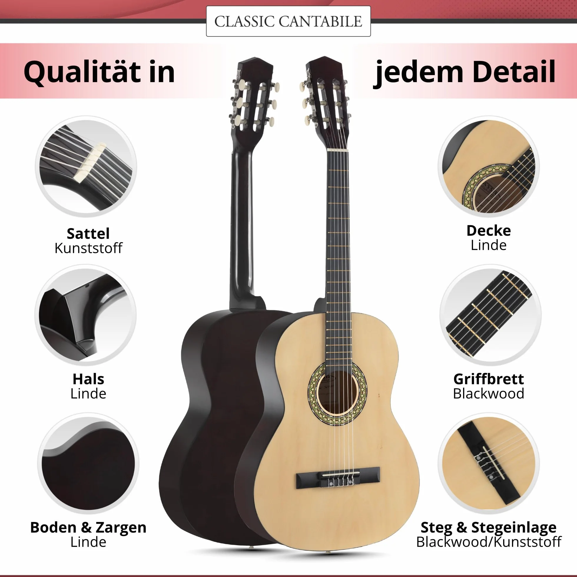 Classic Cantabile Acoustic Series AS-851-L guitarra clasica 3/4 para zurdos