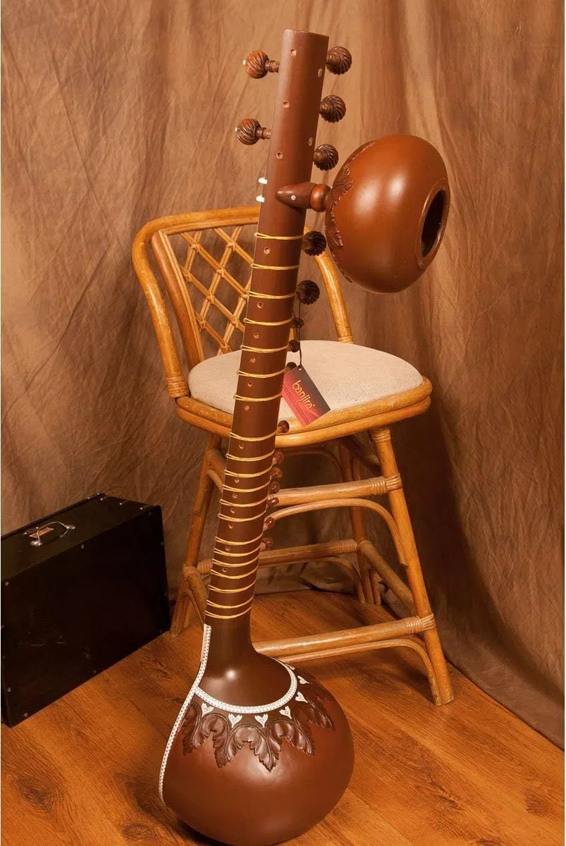 Profesional Pt. Ravi Shankar Style Double Tumba Sitar, instrumento de cuerda tradicional indio, marrón con caja de fibra Torlley