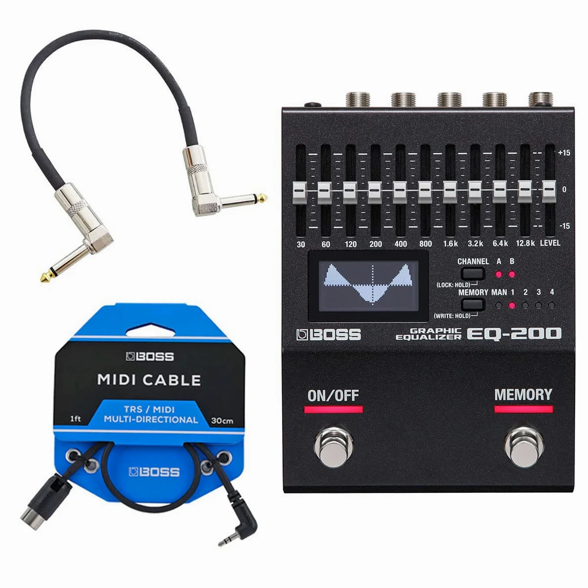 Boss EQ-200 - Ecualizador gráfico + cable BMIDI-1-35 TRS-MIDI + cable de conexión keepdrum