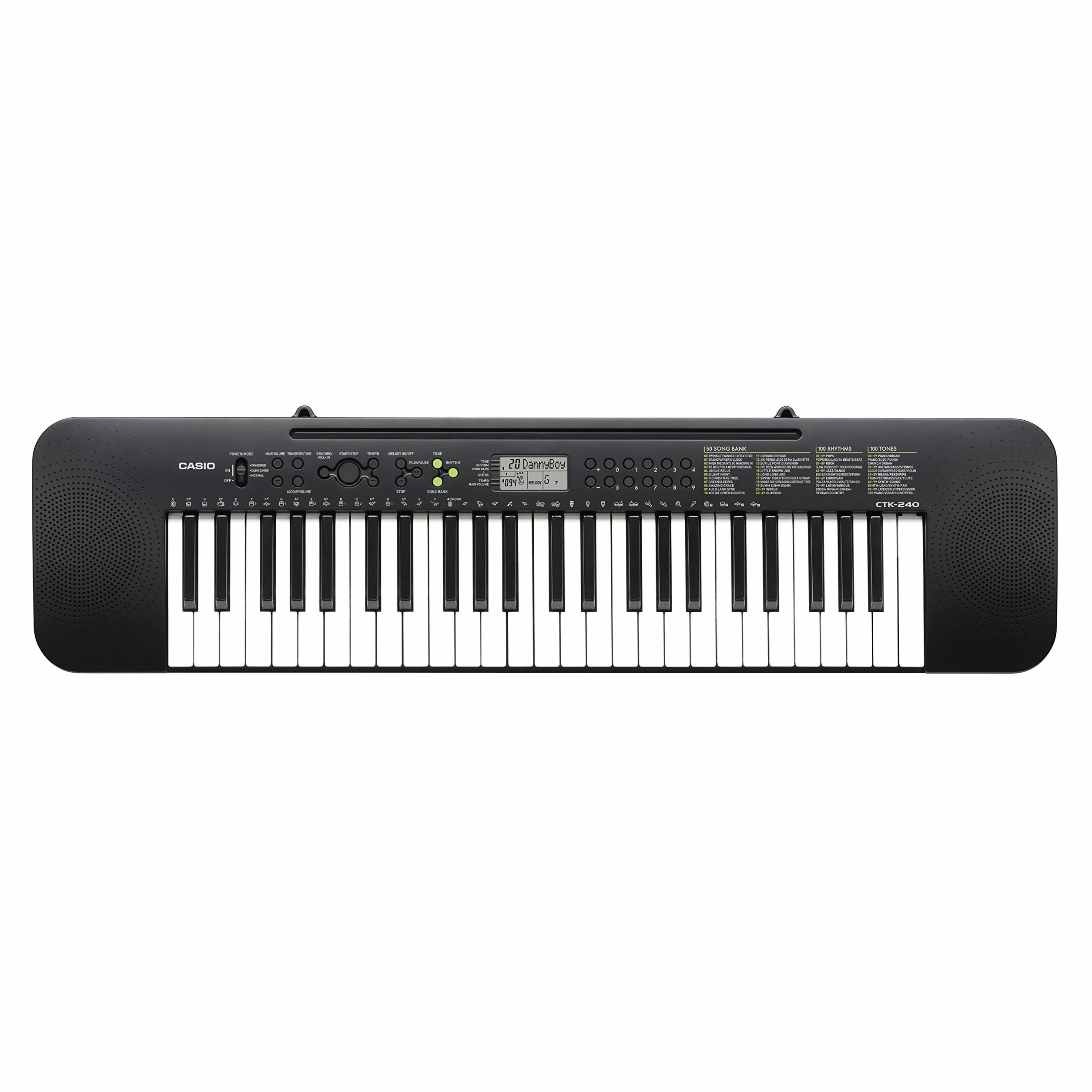 Casio CTK-240 - Teclado de acompañamiento con altavoces, acabado en negro