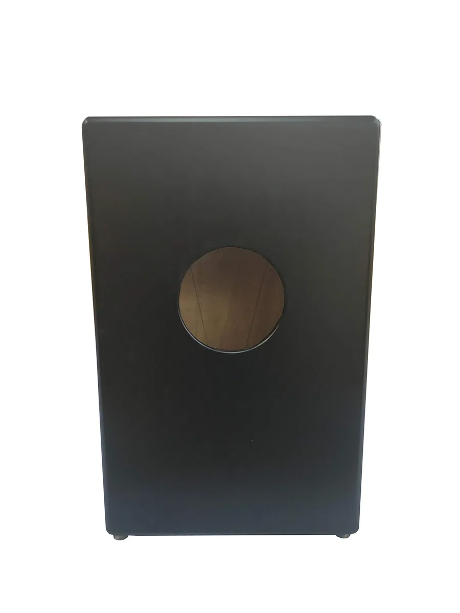 Cajón Flamenco Qbano, color Negro, tapa madera natural. Fabricado en Sevilla (España)