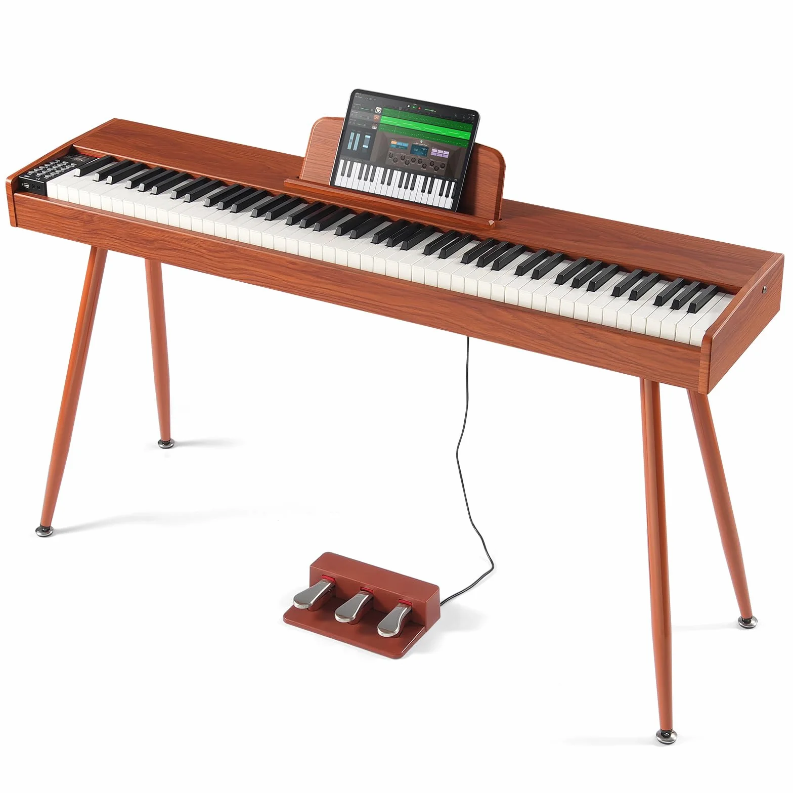 VEVOR Piano Digital Ponderado 88 Teclas Totalmente Ponderadas, Piano Eléctrico con Teclado Doble, Altavoces, Soporte de 4 Patas, Auriculares, 200 Tonos y Ritmos, Compatible con Bluetooth/USB/MIDI
