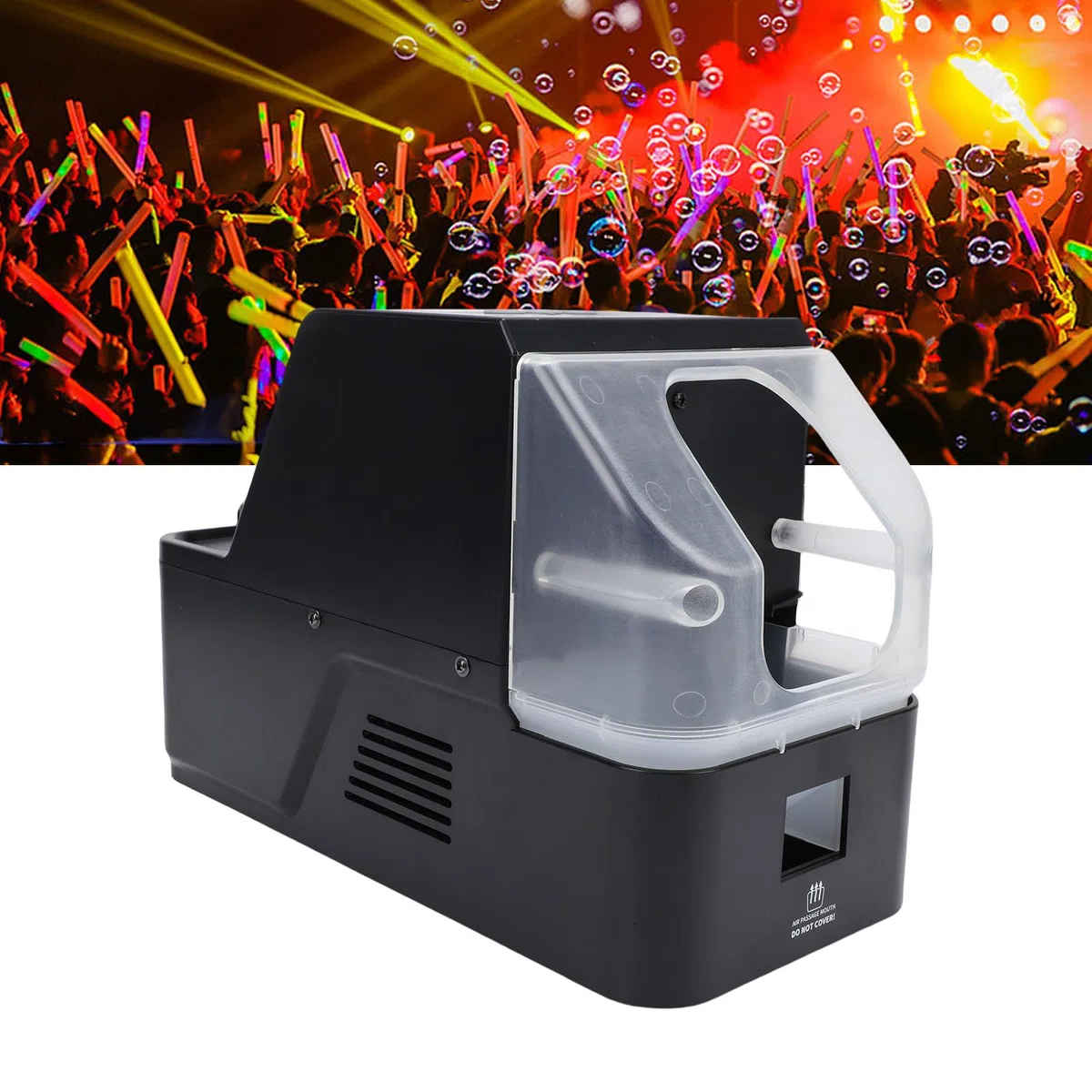 Denash Máquina de Burbujas de Niebla, Máquina de Burbujas y Humo 3 en 1 con Control Remoto, Potente Creador de Efectos de Fiesta para Eventos de Bodas (BLACK)