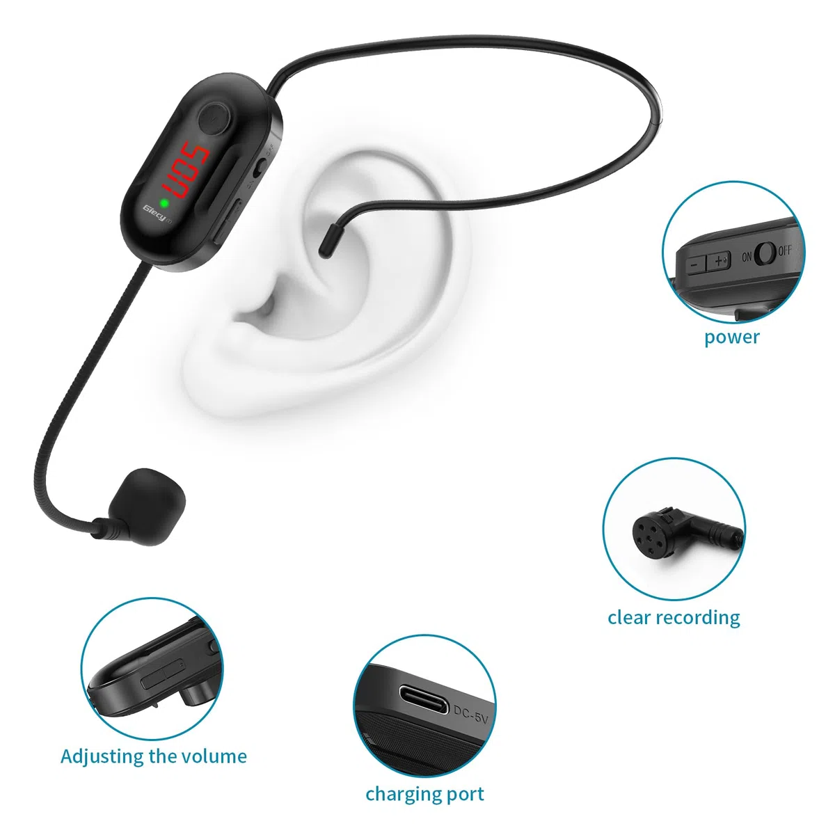 Amplificador de Voz Portátil con Micrófono Inalámbrico UHF, Batería de 2800mAh, ReproductorTF/USB, Radio FM y Grabador para Profesores, Tours y Eventos(Amarillo)