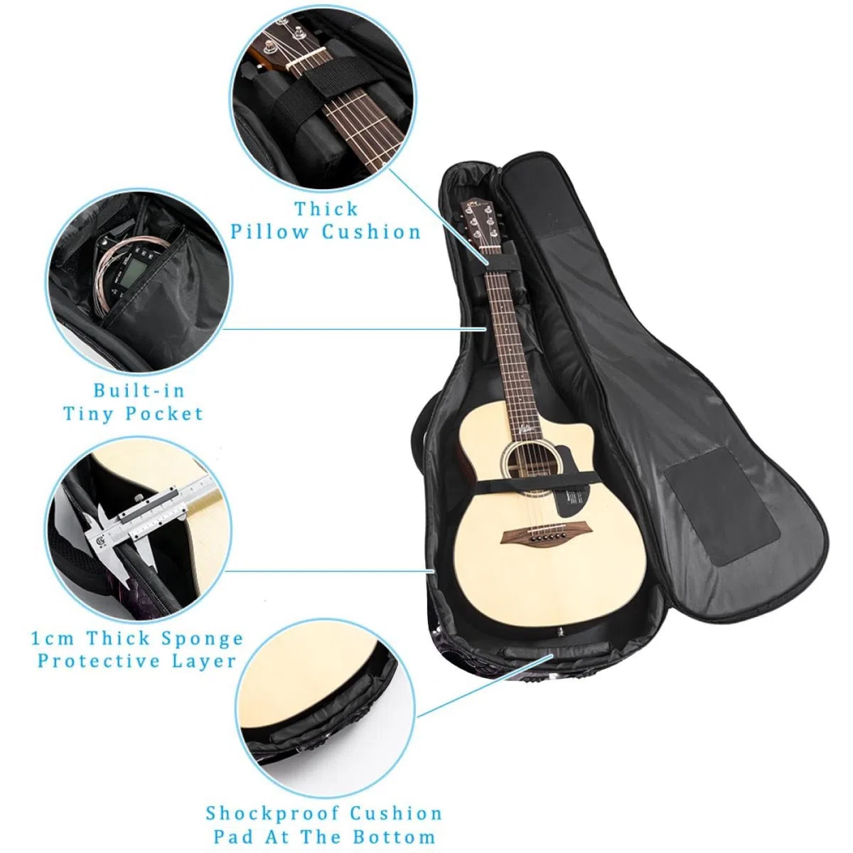 Halloween Skull 56 - Bolsa para guitarra acústica con 2 bolsillos, correa ajustable para el hombro y colgador trasero, adecuada para guitarras eléctricas, bajos y guitarras clásicas, Calavera de