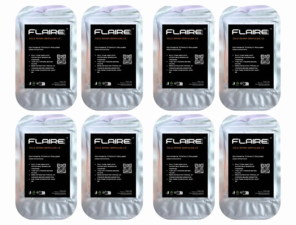 Cold Spark Gránulos 200g | efecto especial en granos hasta 5m de altura | Polvo de efecto escénico | 8 piezas