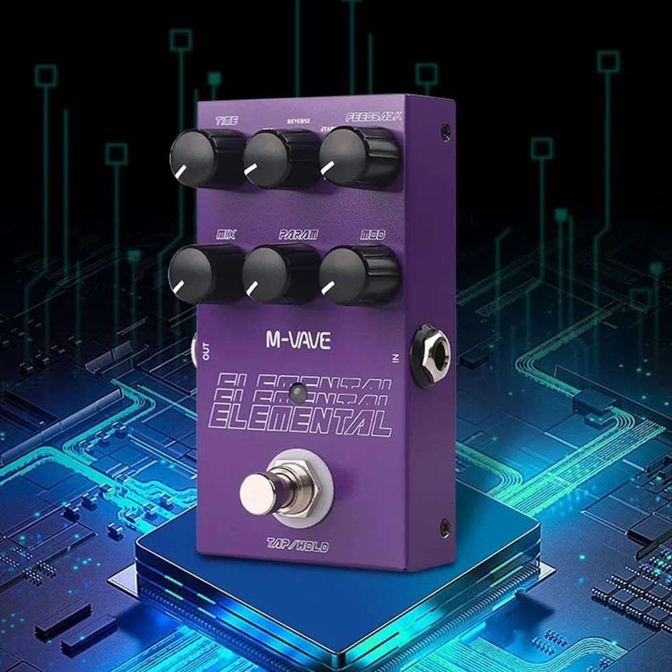 Pedal de efectos de bajo de guitarra de retardo y reverberación, pedal de retardo digital, pedal elemental para M-vave 9 diferentes efectos de guitarra Supporr para TAP