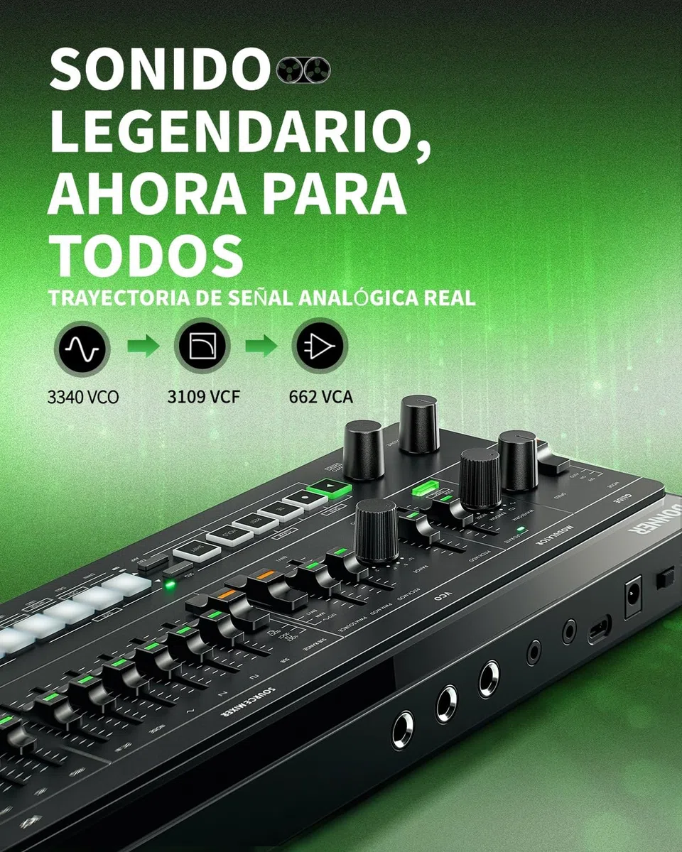 Donner ESSENTIAL L1 Sintetizador con Secuenciador de 64 Pasos, Sistema Modular Magnético S2C, Sintetizador Portátil con CV/GATE/SYNC I/O