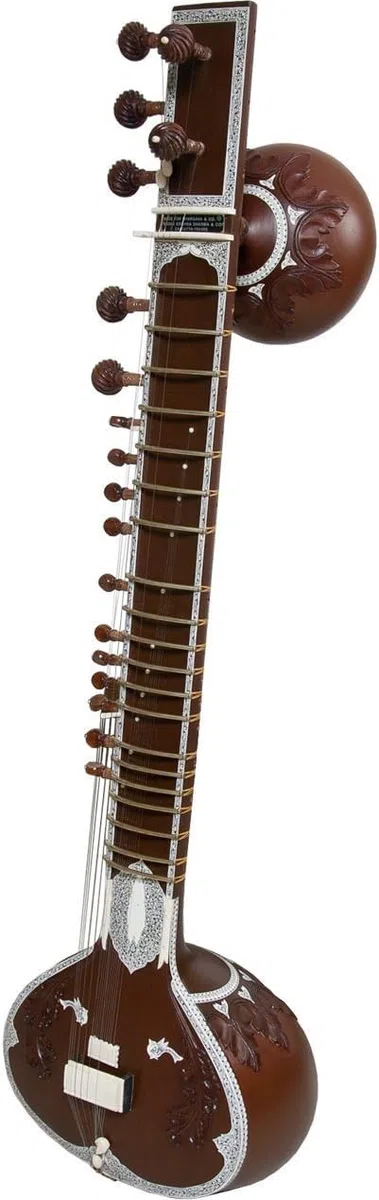 Profesional Pt. Ravi Shankar Style Double Tumba Sitar, instrumento de cuerda tradicional indio, marrón con caja de fibra Torlley