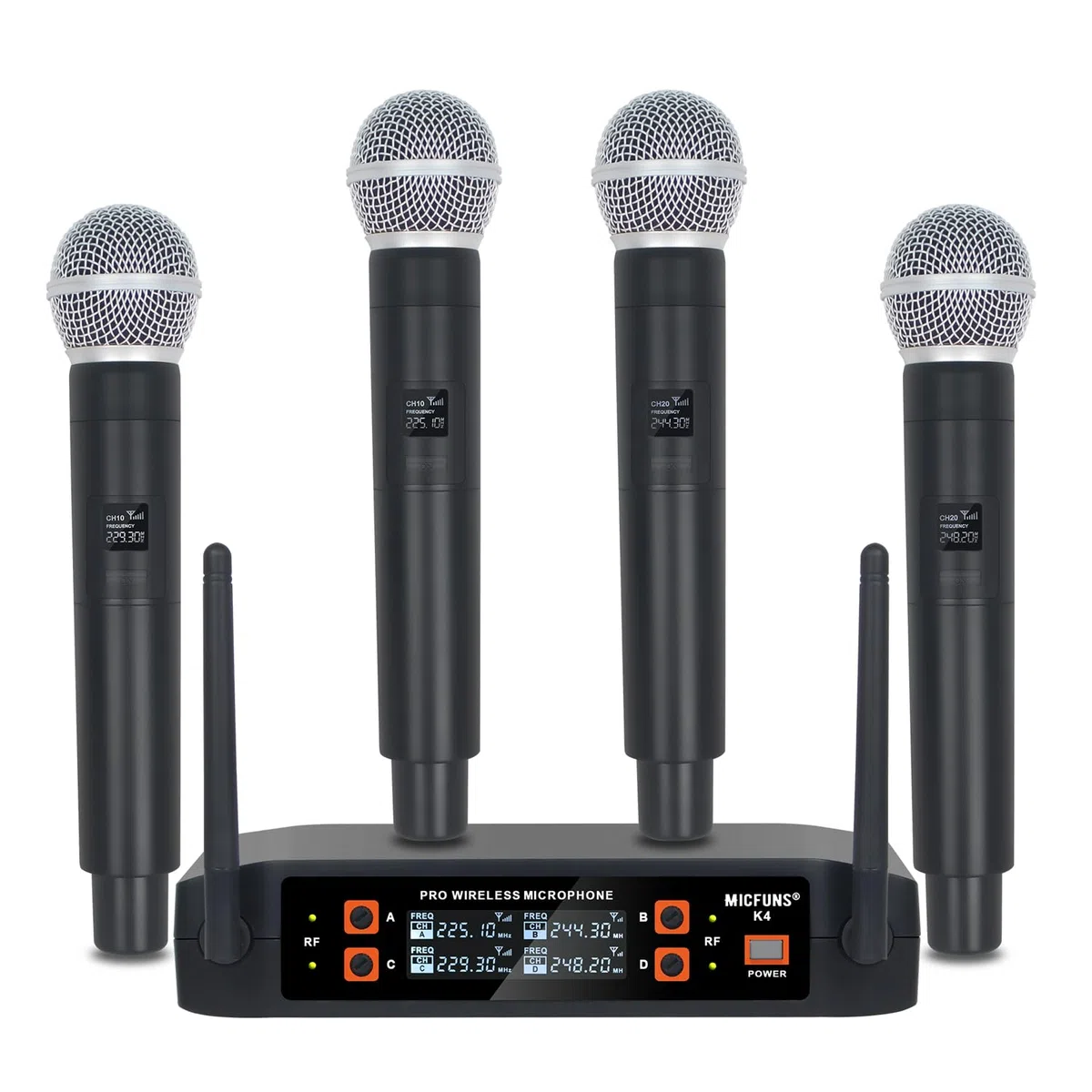 K4 4 - Micrófono inalámbrico portátil para KTV y canto en escenario (negro)
