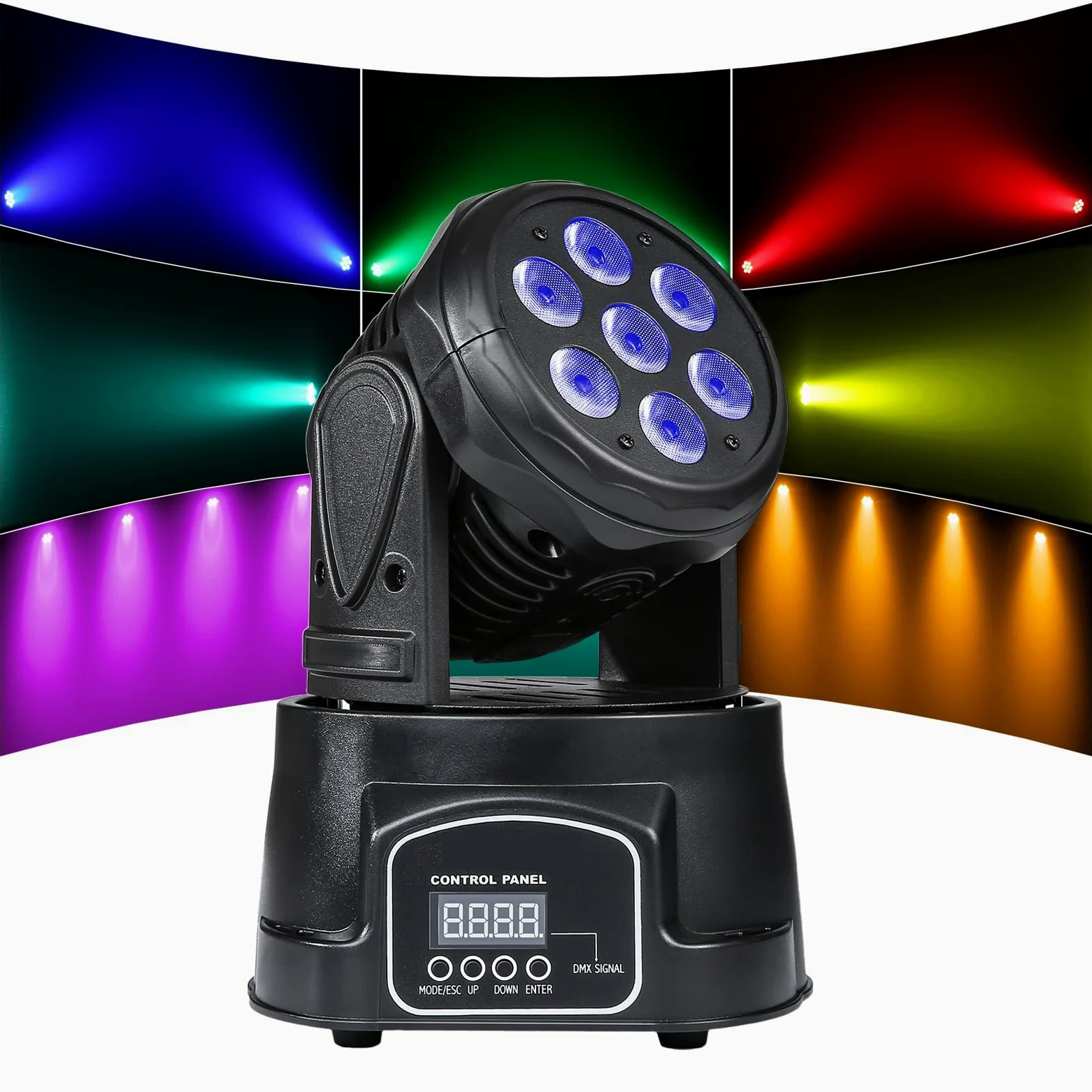 ZKYMZL Moving Head Light 7 x 12 W LED RGBW (4 en 1) Color Lighting Effect 9/14 CH by DMX Control para DJ Show Bar Party Wedding Disco KTV...