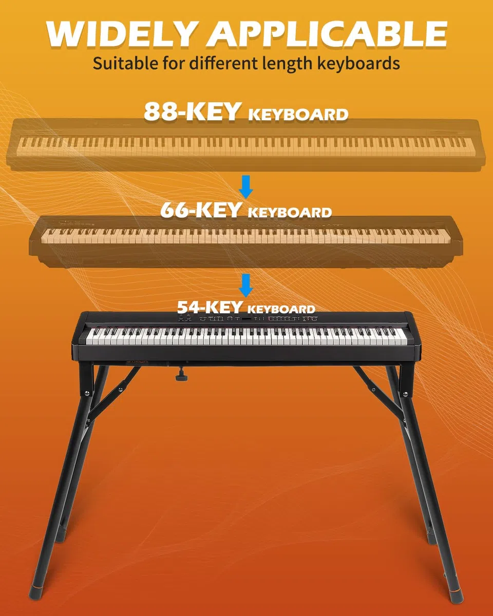 STRICH Soporte Plegable para Teclado de Piano, Ajustable y Portátil, Resistente, Se Adapta a Pianos Digitales Eléctricos de 54/61/88 Teclas, Mesa de Teclado Musical Resistente