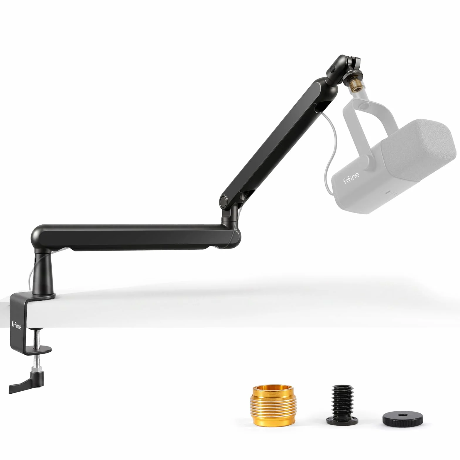 FIFINE Soporte de Micrófono, Brazo de Micrófono para Micrófono K658 K688 AM8 A8, con Pinza para Micrófono, Adaptador deTornillo, Gestión de Cables