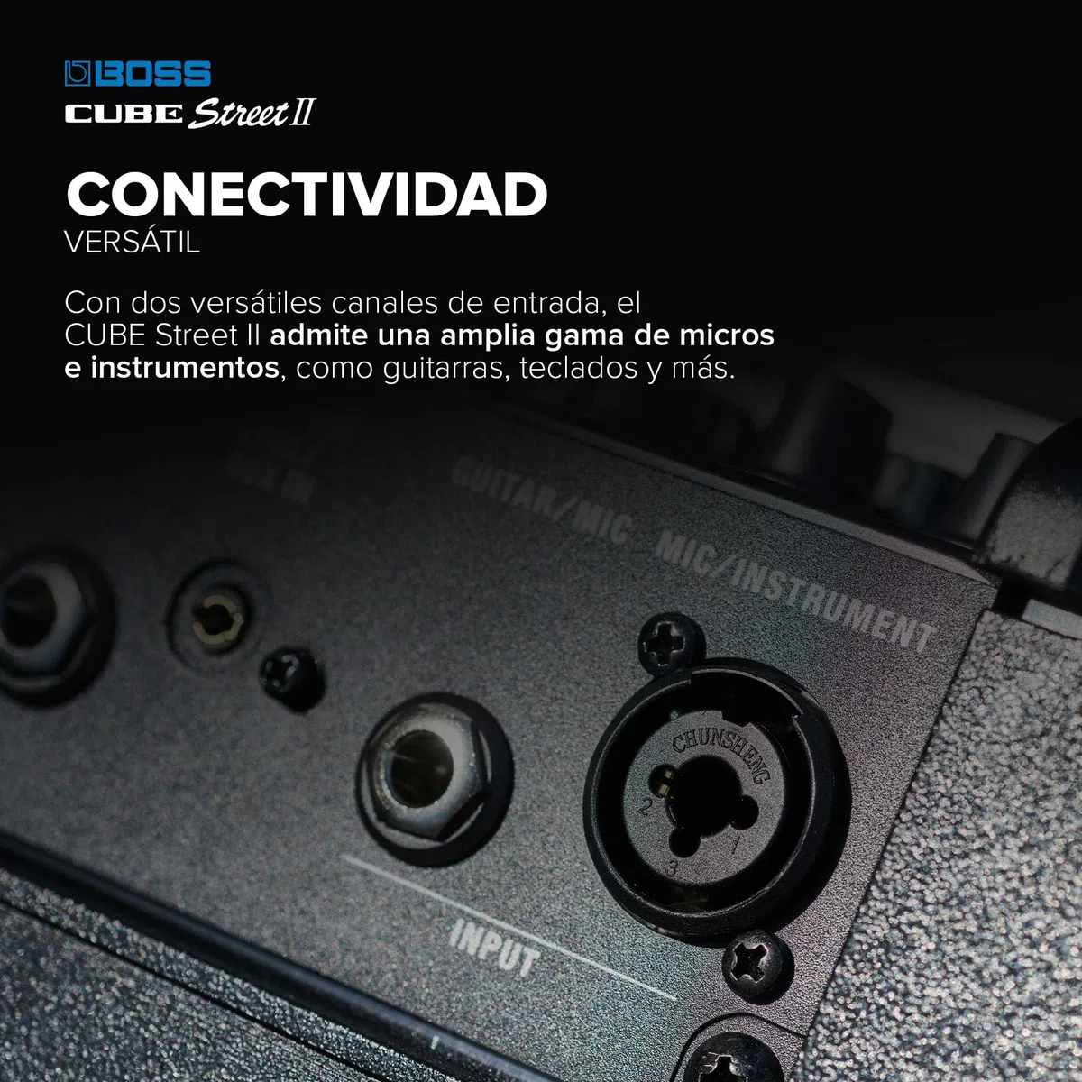 BOSS Cube Street II | Amplificador estéreo de batería portátil | Sonido Ideal para Artistas callejeros | Admite micros, Instrumentos y Dispositivos de Audio | Negro