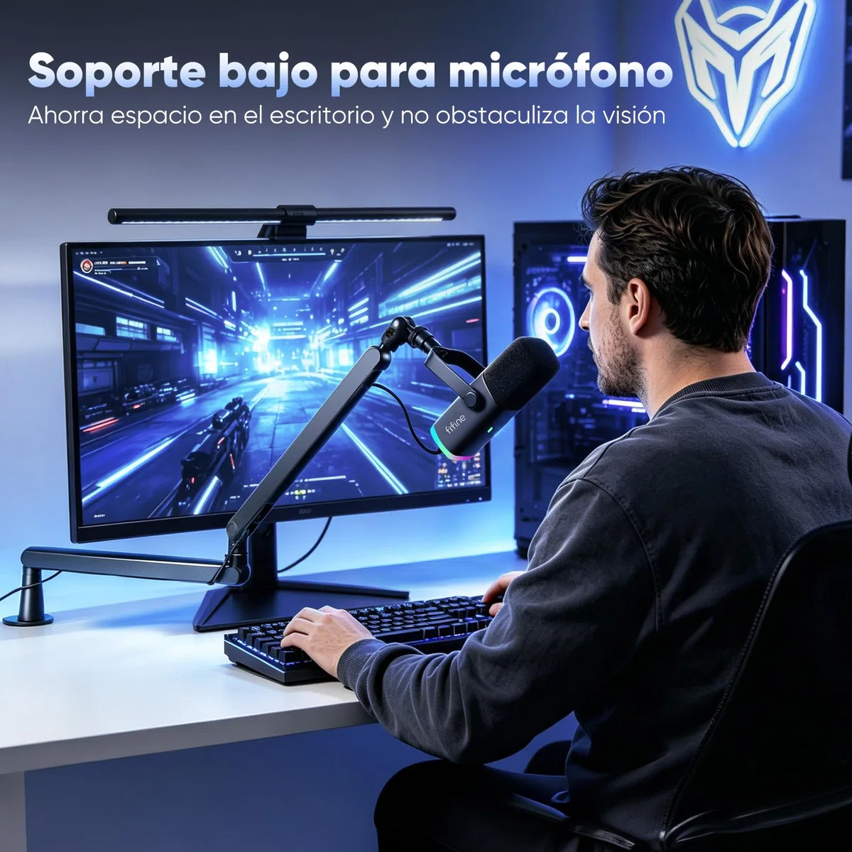 FIFINE Soporte de Micrófono, Brazo de Micrófono para Micrófono K658 K688 AM8 A8, con Pinza para Micrófono, Adaptador deTornillo, Gestión de Cables