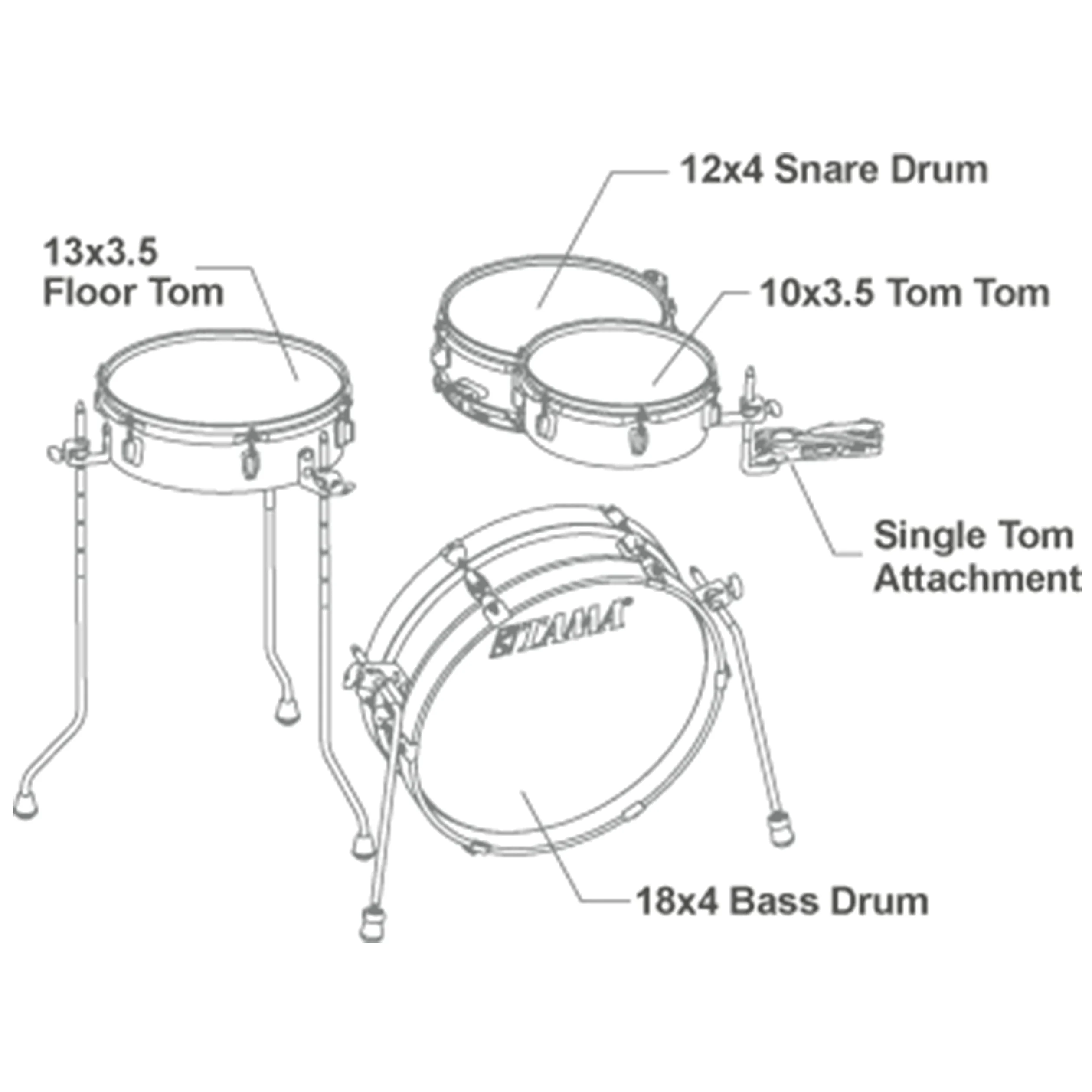 TAMA LJK48P-HBK Club-Jam Hairline - Batería para tortitas (4 piezas), color negro y cromado