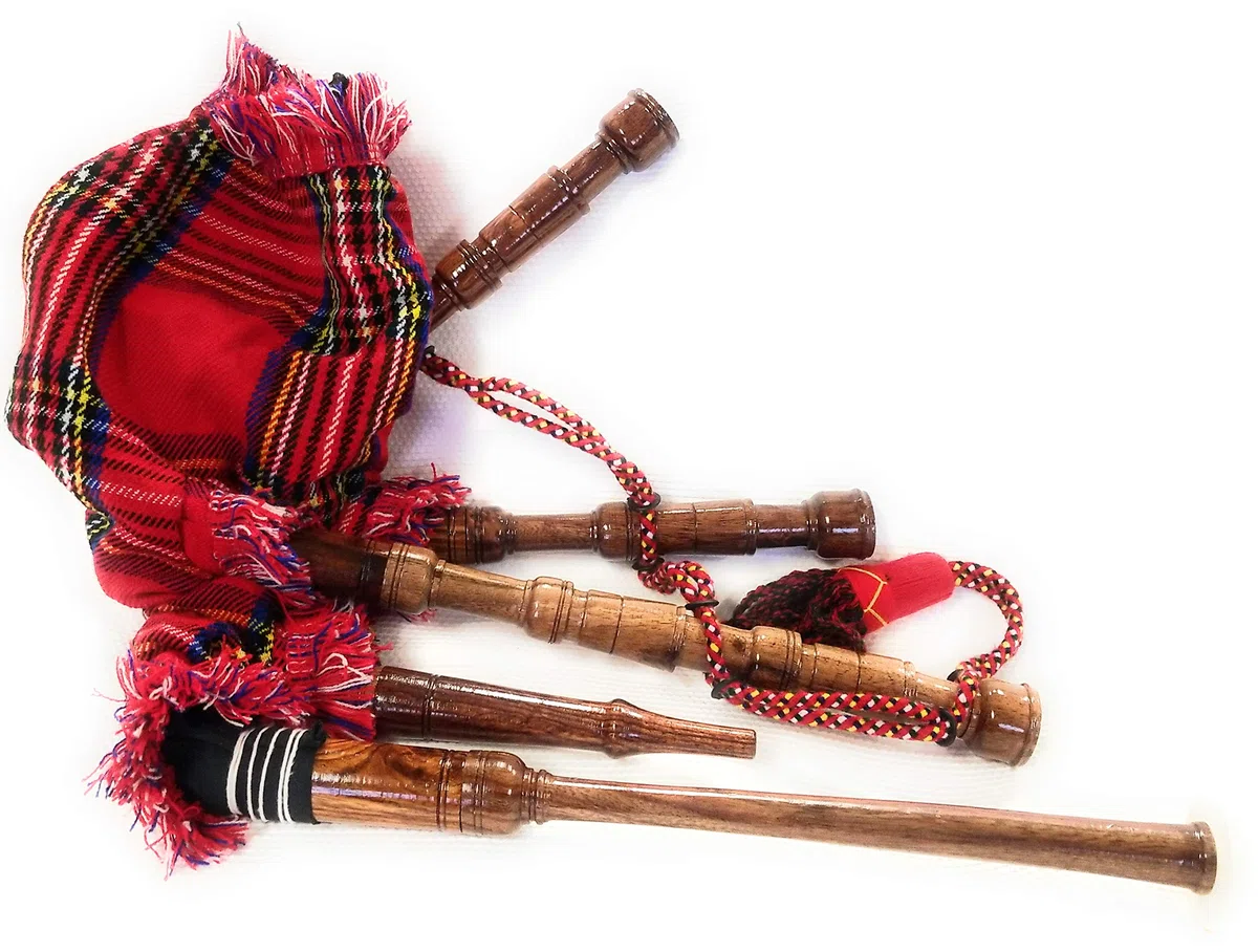 Mini gaita de palisandro irlandés Royal Stewart cubierta y cable de iniciación jugable para principiantes bebés niños junior juguete perfecto regalo set viene con 2 cañas gratis