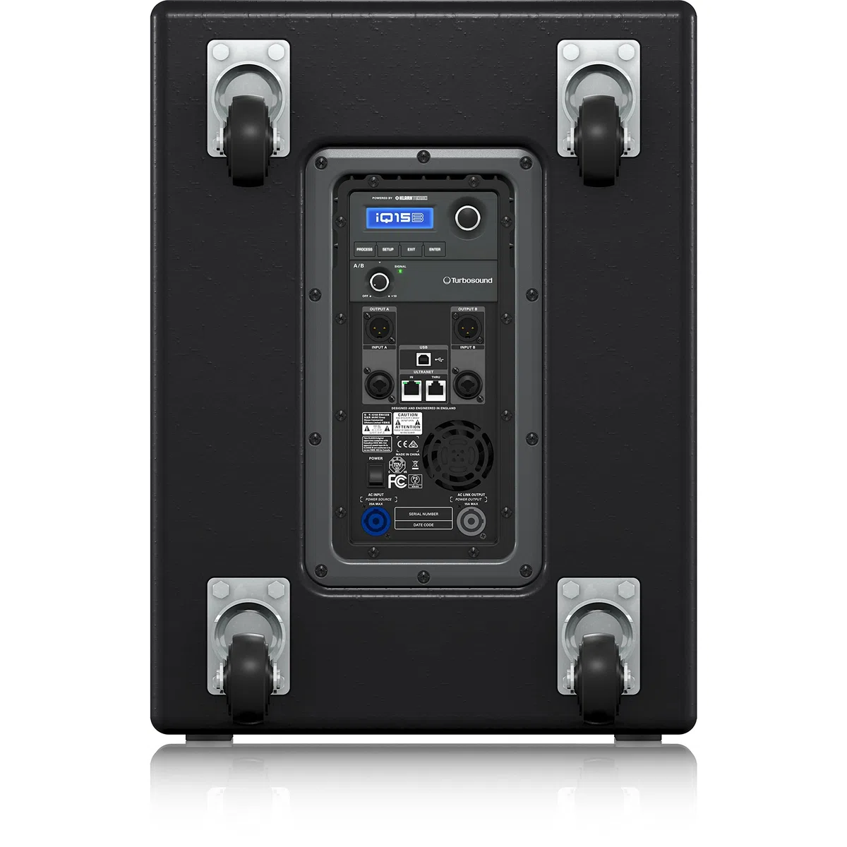 Turbosound iQ15B Subwoofer activo de 3000 vatios y 15" con tecnología Klark Teknik DSP, modelado de altavoces y red ULTRANET
