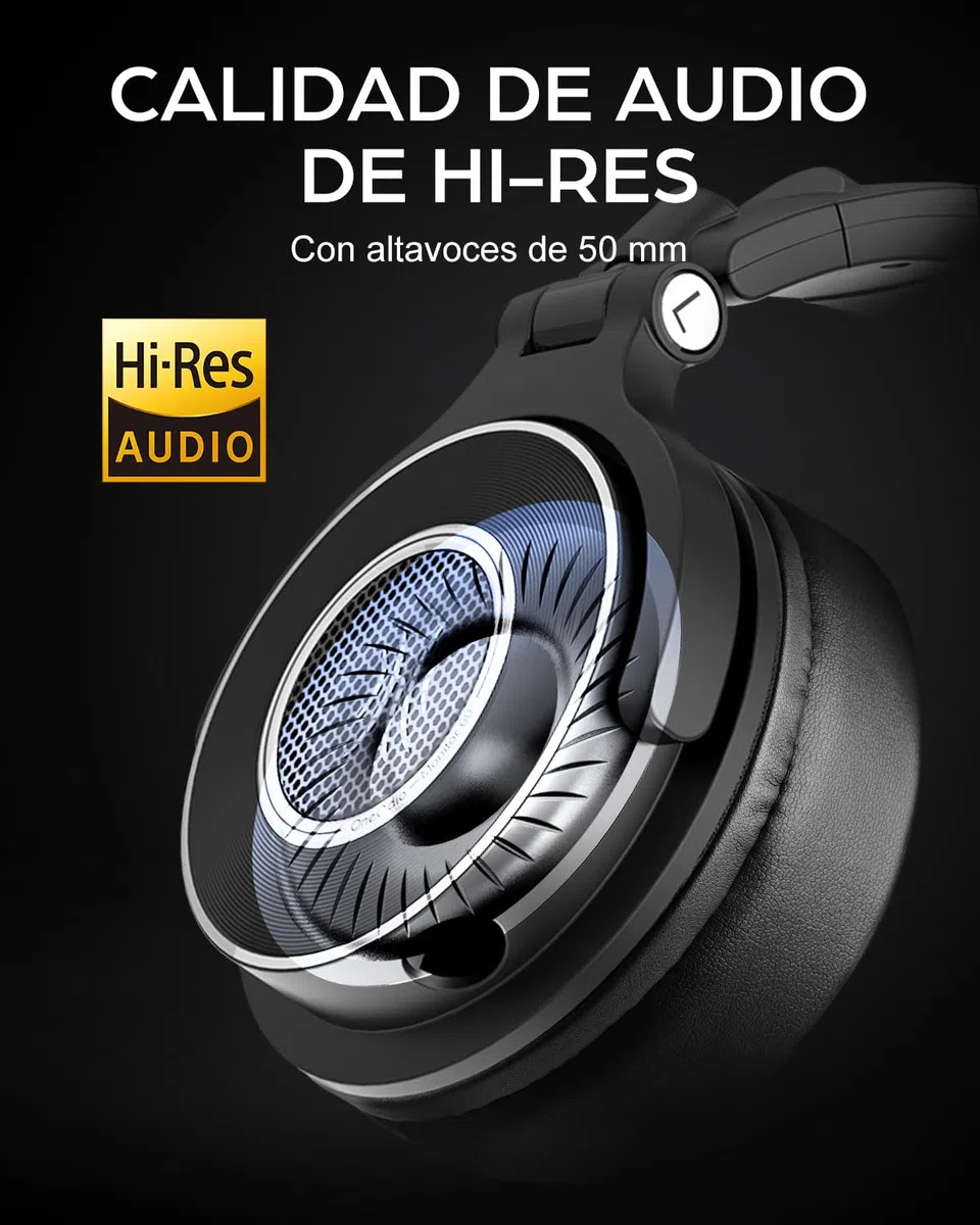OneOdio Monitor 60 - Auriculares Profesionales de Estudio, Cascos Hi-Res con 50mm Controladores, Audífonos Cerrados con Cable Desmontable (3,5 mm / 6,35 mm) para DJ, Podcast, Grabación, Móvil, PC
