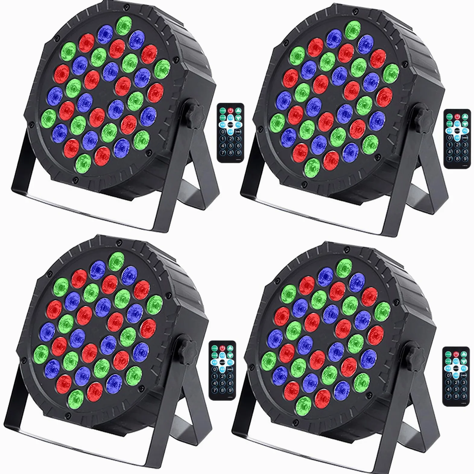 Luces Discoteca, 4PCS RGB Focos Par LED con 36 LED Luz de Escenario con Control DMX Activación de Sonido Iluminación de Escenarios para escenario Disco DJ KTV Fiesta Halloween Navidad