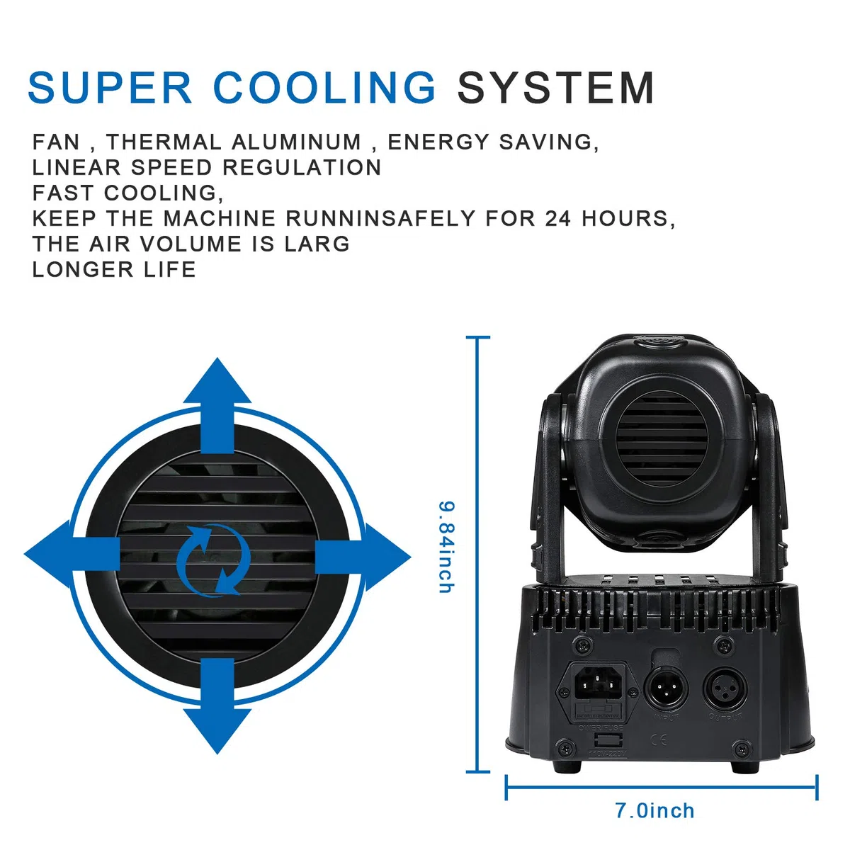 ZKYMZL Moving Head Light 7 x 12 W LED RGBW (4 en 1) Color Lighting Effect 9/14 CH by DMX Control para DJ Show Bar Party Wedding Disco KTV...