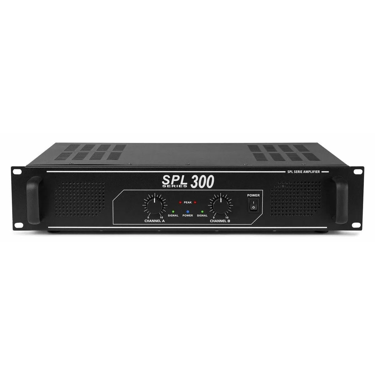 SkyTec SPL300 Amplificador de megafonía, etapa de potencia de 300 vatios, EQ de 3 bandas, entrada de 3 canales, RCA, AUX, ideal para pequeñas cabinas de DJ, discotecas, bares y restaurantes, negro