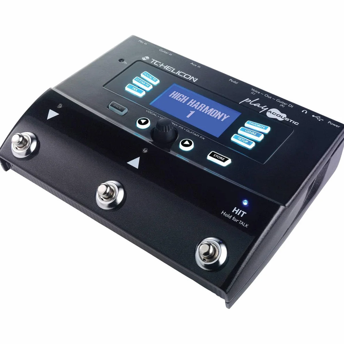 TC Helicon PLAY ACOUSTIC Stompbox de efectos de guitarra acústica y vocal de 3 botones con BodyRez y looping
