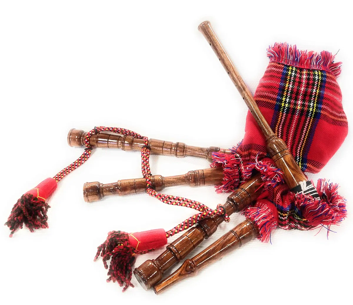Mini gaita de palisandro irlandés Royal Stewart cubierta y cable de iniciación jugable para principiantes bebés niños junior juguete perfecto regalo set viene con 2 cañas gratis