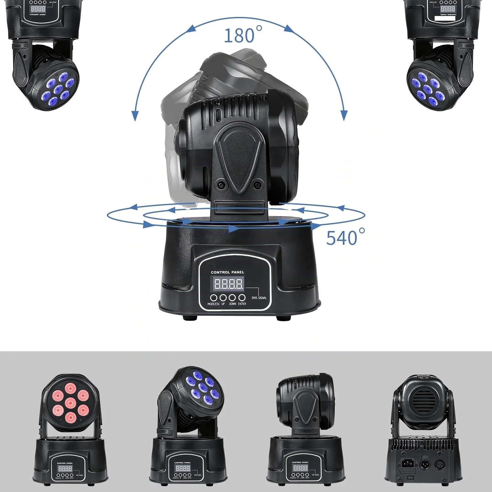 ZKYMZL Moving Head Light 7 x 12 W LED RGBW (4 en 1) Color Lighting Effect 9/14 CH by DMX Control para DJ Show Bar Party Wedding Disco KTV...