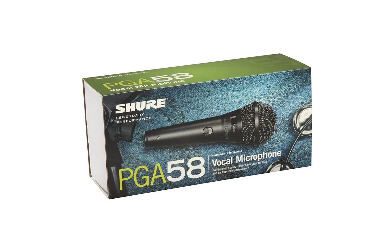 Shure PGA58- Micrófono de Mano dinámico para Voces con patrón de captación cardioide, Interruptor de Encendido/Apagado Discreto, Adaptador de Soporte y Bolsa con Cremallera (PGA58-LC)