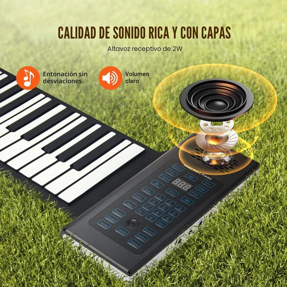VEVOR Teclado Piano Enrollable 88 Teclas 128 Ritmos 128 Tonos Piano Digital Portátil Recargable con Altavoz 2W Pantalla LED 5 Puertos Función MIDI para Niños, Principiantes, Adultos, Negro
