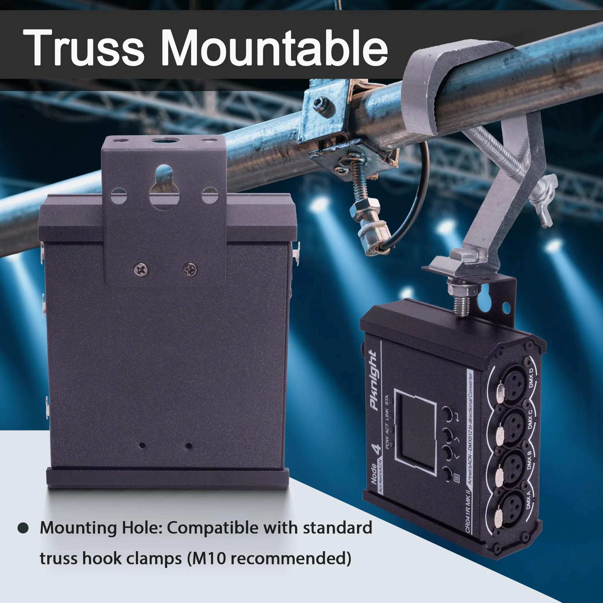 Pknight Convertidor Bidireccional de 4 Puertos Art-Net/sACN a DMX512, un nodo compacto con PowerCON, PoE y USB-C para iluminación escénica – CR041R MK II