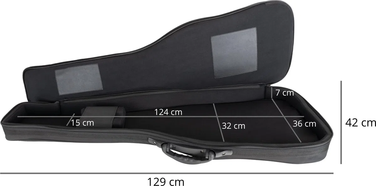 ROCKTILE EBSC-2124BK Funda Suave para bajo eléctrico, Acolchado Grueso, Soporte mástil Ajustable, 3 Bolsillos Grandes, Protege contra Humedad y Polvo, arnés Mochila retráctil, Color Negro.