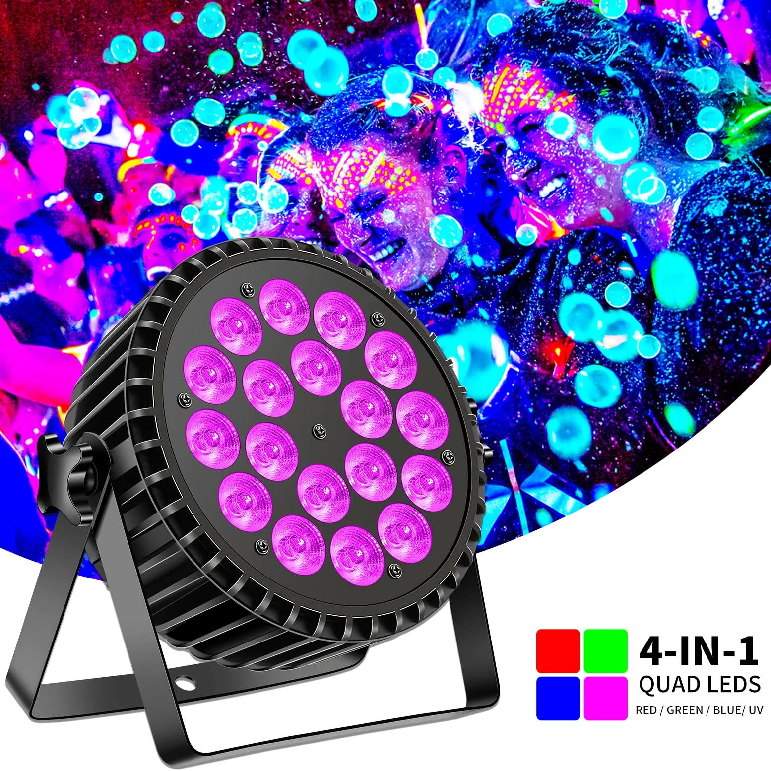 U`King luces par Foco LED de 200 W 4 en 1 Luz de escenario UV RGB DMX512 Luces de Fiesta, Discoteca,8 canales 8 efectos de mezcla de colores para escenario/DJ/fiesta/actuación/bar/Halloween