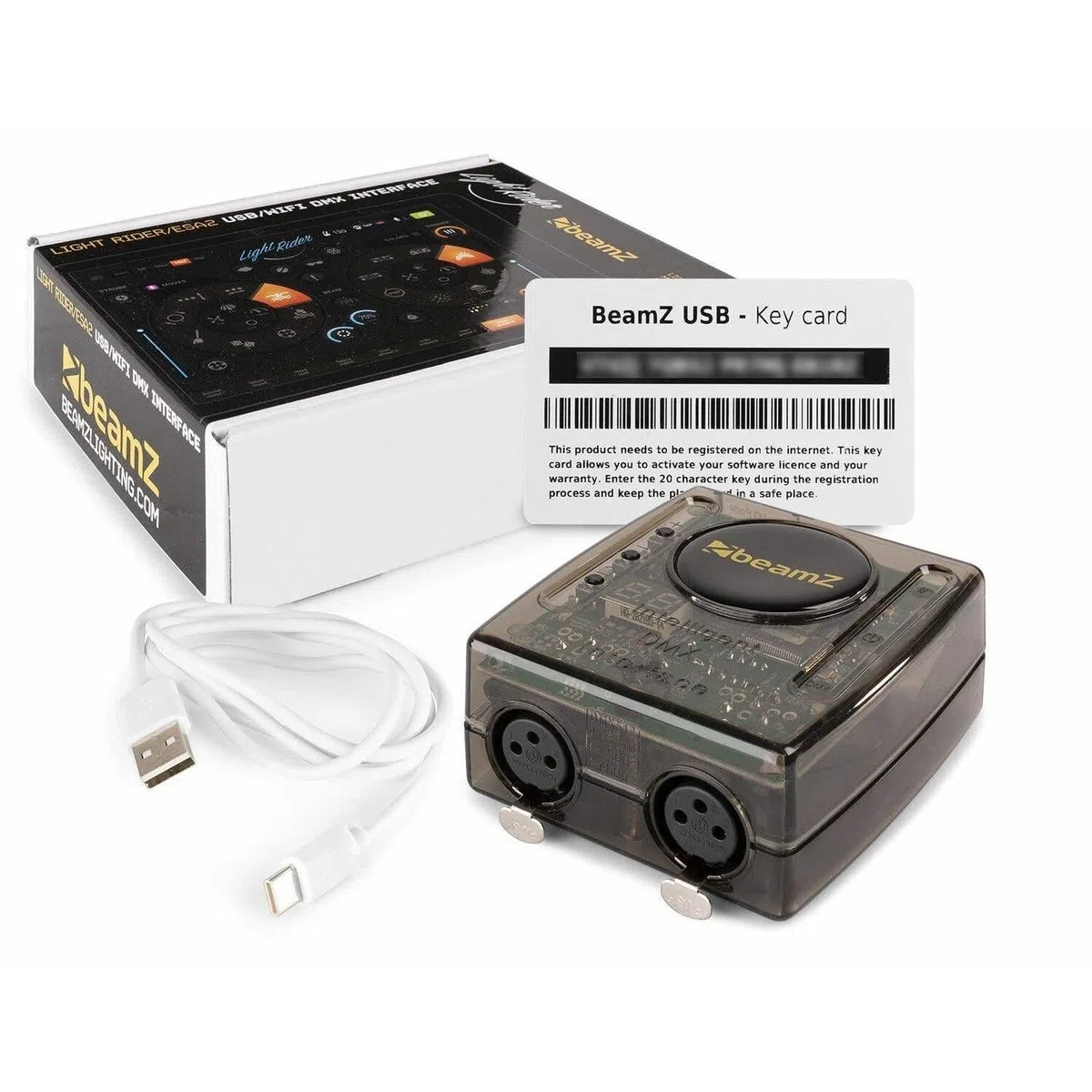 BeamZ Light Rider/ESA2 DMX -i nterfaz USB para control de luces, WiFi, PC/portátil/tableta, 1024 canales en directo y 12 canales automáticos, Windows y Mac OS, USB, para DJs, LJs y locales de fiestas