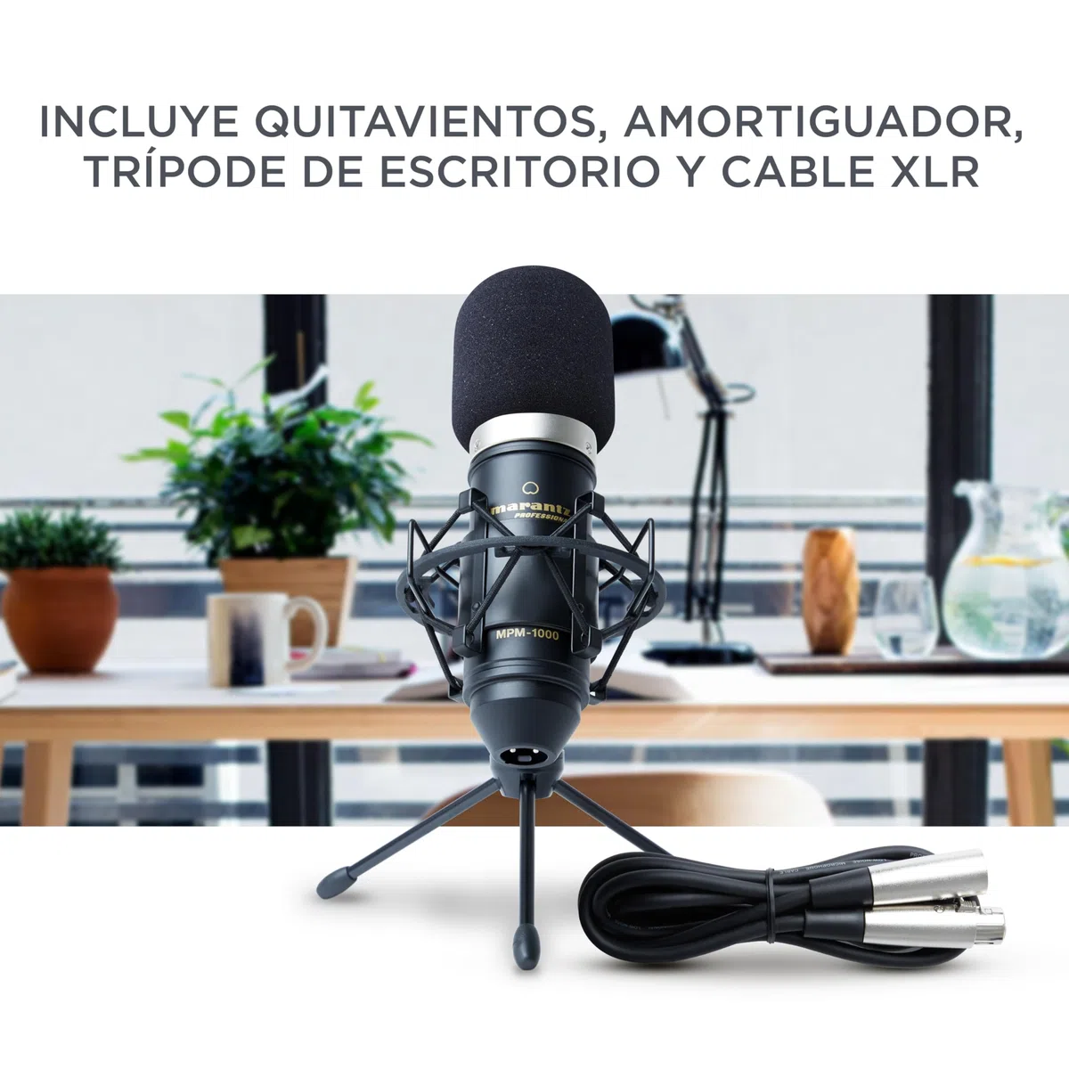 Marantz Professional MPM-1000 - Мicrófono de Condensador con Soporte de Escritorio y Cable XLR, para grabaciones de Estudio, Podcast, Streaming y más