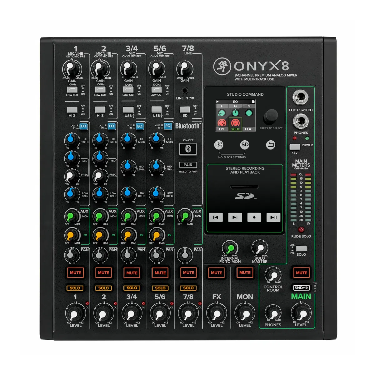 Mackie Onyx Series, mezclador analógico premium de 8 canales con USB multipista (Onyx8)