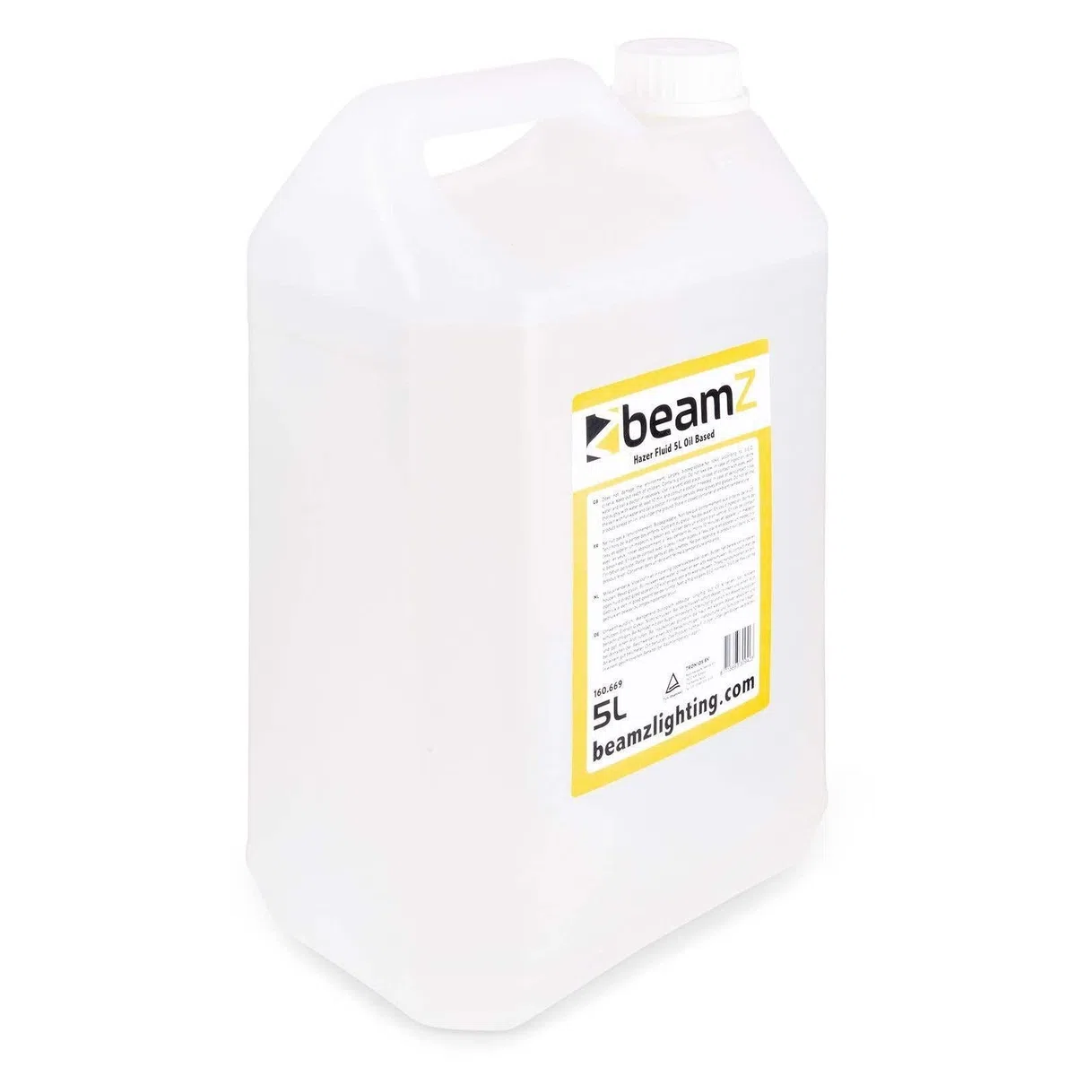 BeamZ FHF50 - Liquido de niebla, Haze Fog Machine Liquid 5L - Líquido a base de aceite, alto rendimiento, incoloro, inodoro y no inflamable, dispersión lenta, Made in EU