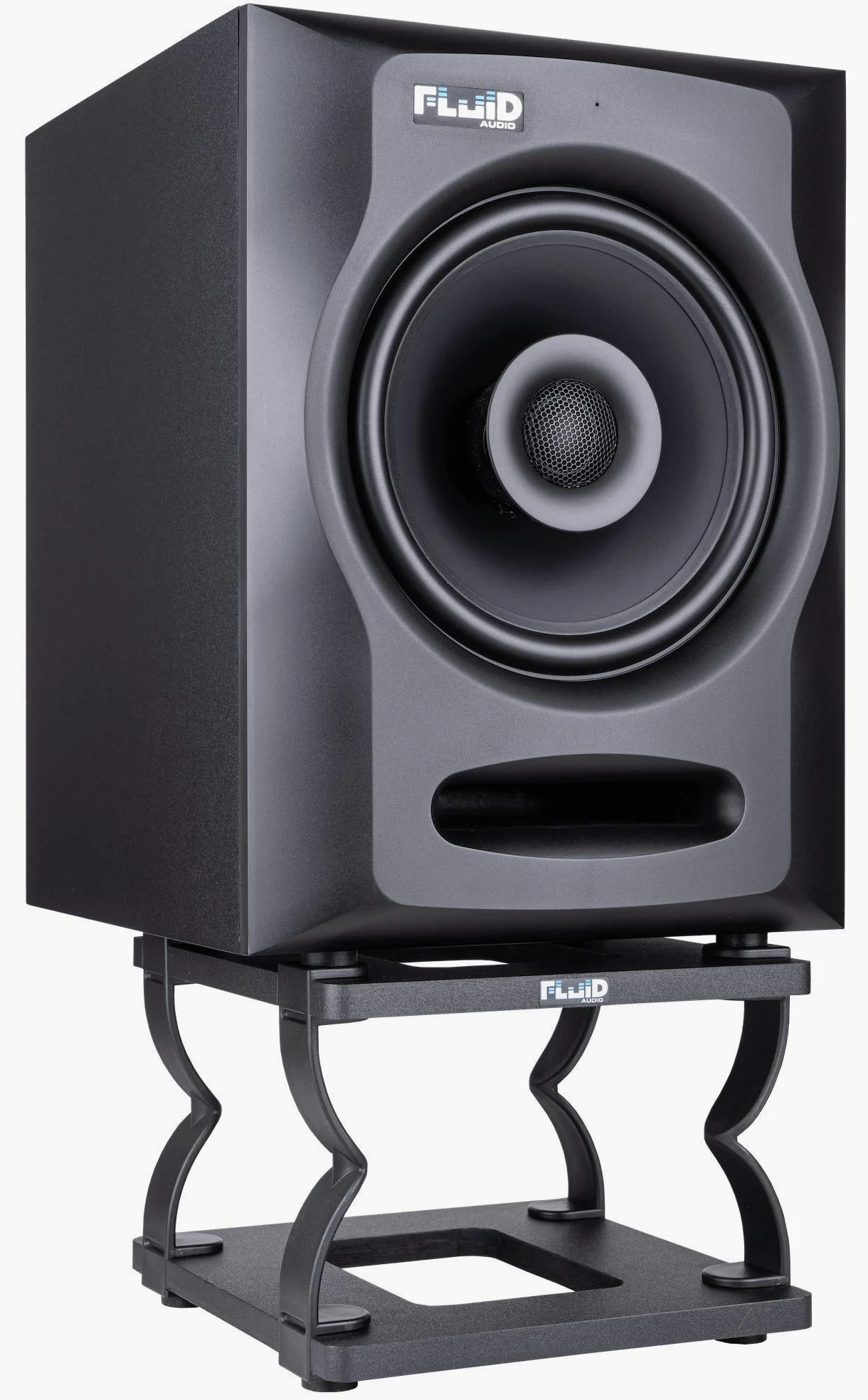 Fluid Audio DS8 Monitorständer Lautsprecherständer für Studio-Monitore (Höhenverstellbar, Erhöhung, Stativ, Halterung, vibrationsdämpfend, Schwarz, 1 Paar, 8 Zoll, Ideal für Audio-Profis), Schwarz