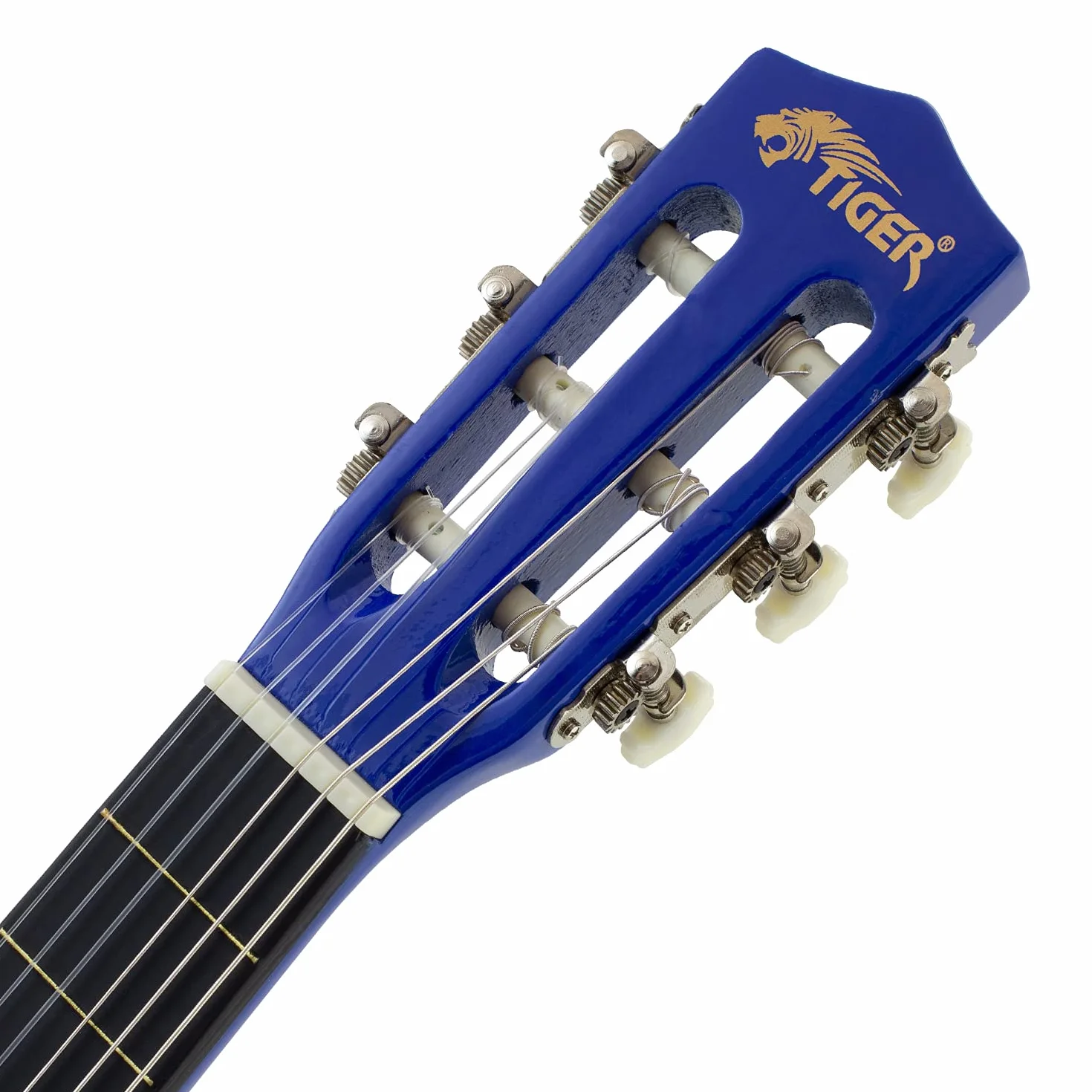TIGER CLG4 Pack guitarra clásica 3/4 zurdos azul | Incluye bolsa, cuerdas, correa y púa, ideal para niños de 9 a 11 años y principiantes