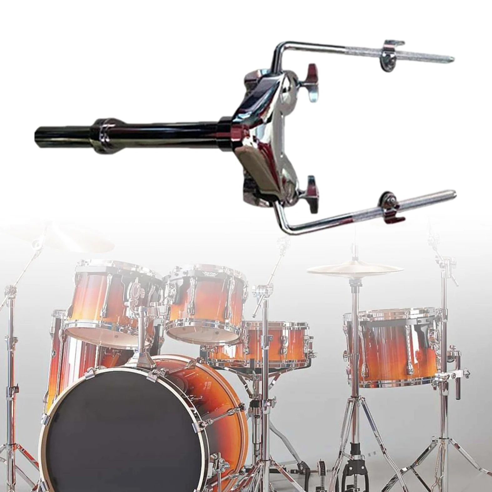 F Fityle Metal Tom Drum Holder Mount Estable Robusto para Tom Drum Instrument DIY Reemplaza piezas, Porta toms doble
