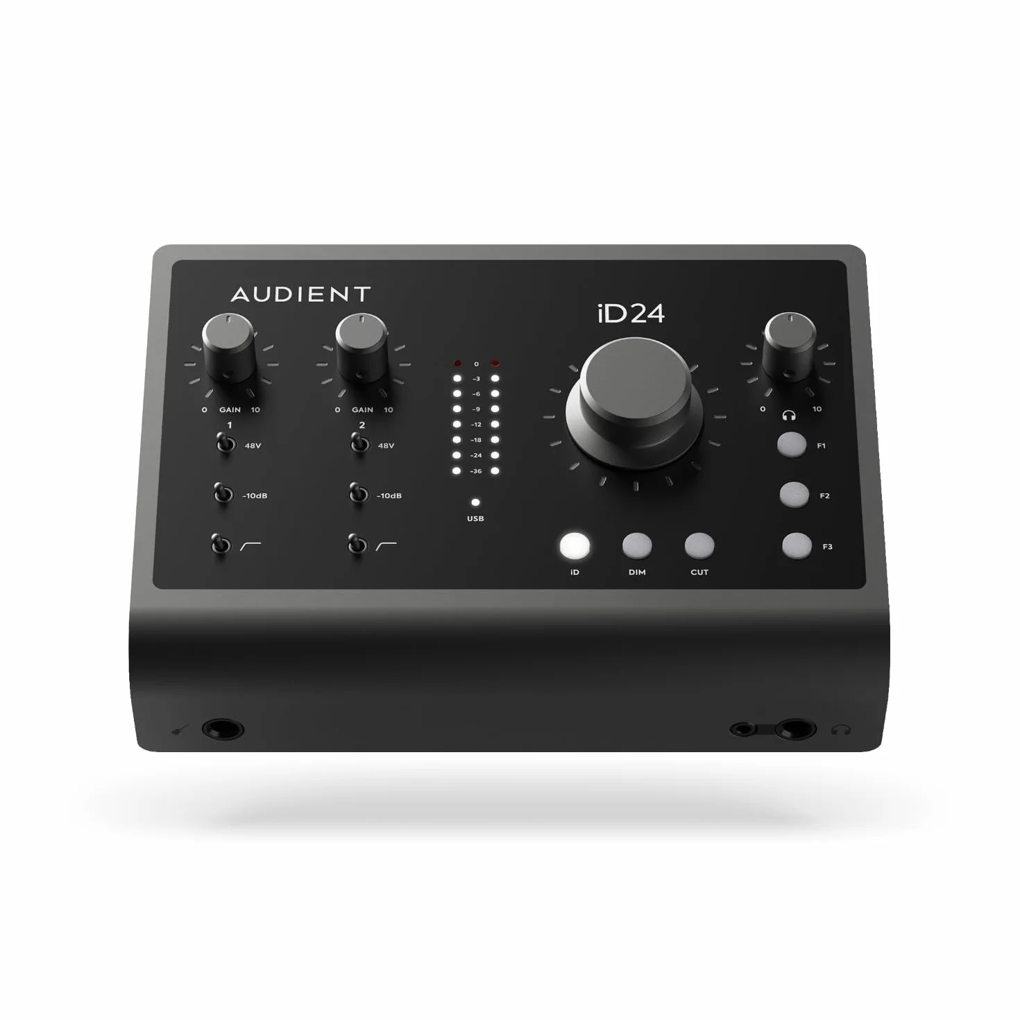 Interfaz de audio Audient iD24, 2 preamplificadores de micrófono de clase A (interfaz de audio USB-C de alto rendimiento, bucle de retorno de audio, 2 salidas de auriculares)