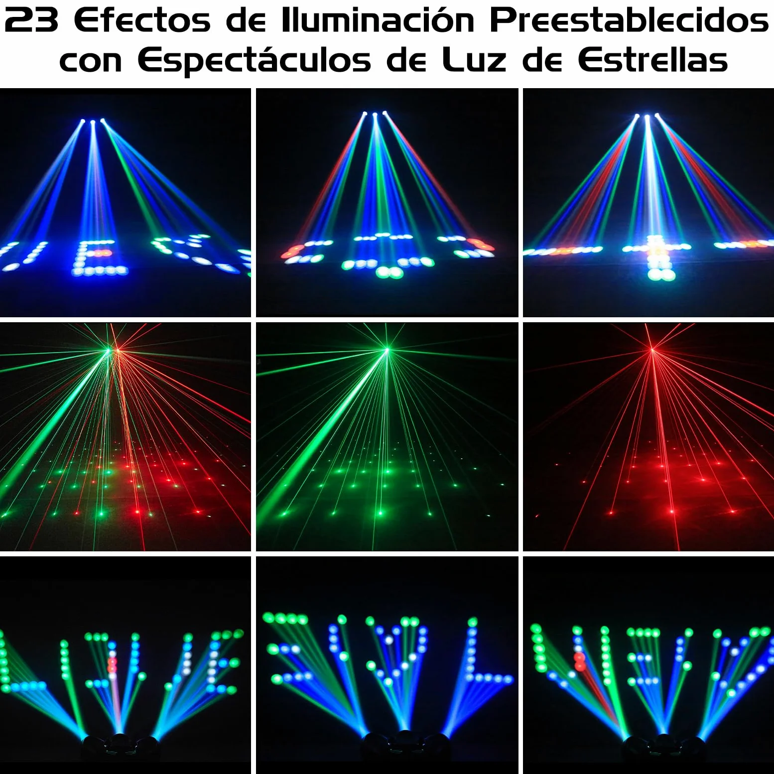 192 LED Luz Escénica de Fiesta,Luces de Disco con Efectos de Lámpara,Control Automático/Activación por Sonido/DMX/Luz Flash DJ con 23 Efectos de Lámpara,para Discoteca,Fiesta,Club