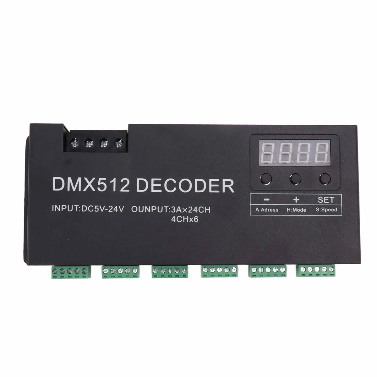 FTVOGUE Controlador de Luz LED RGB, Decodificador DMX de 24 Canales Controlador de Atenuación RGBW DMX512 Controlador LED para Barra de Escenario DC5V 24V, Equipo de Grabación de Estudio