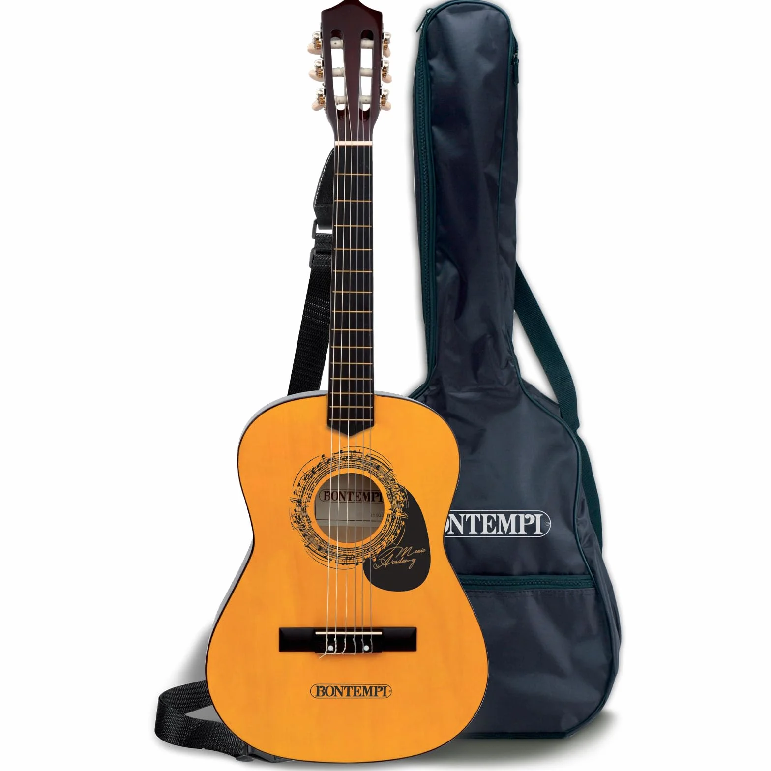 Bontempi | WoodHarmony - Guitarra Clásica de Madera de 75 cm con Bolso Auténtico, Marrón Oscuro