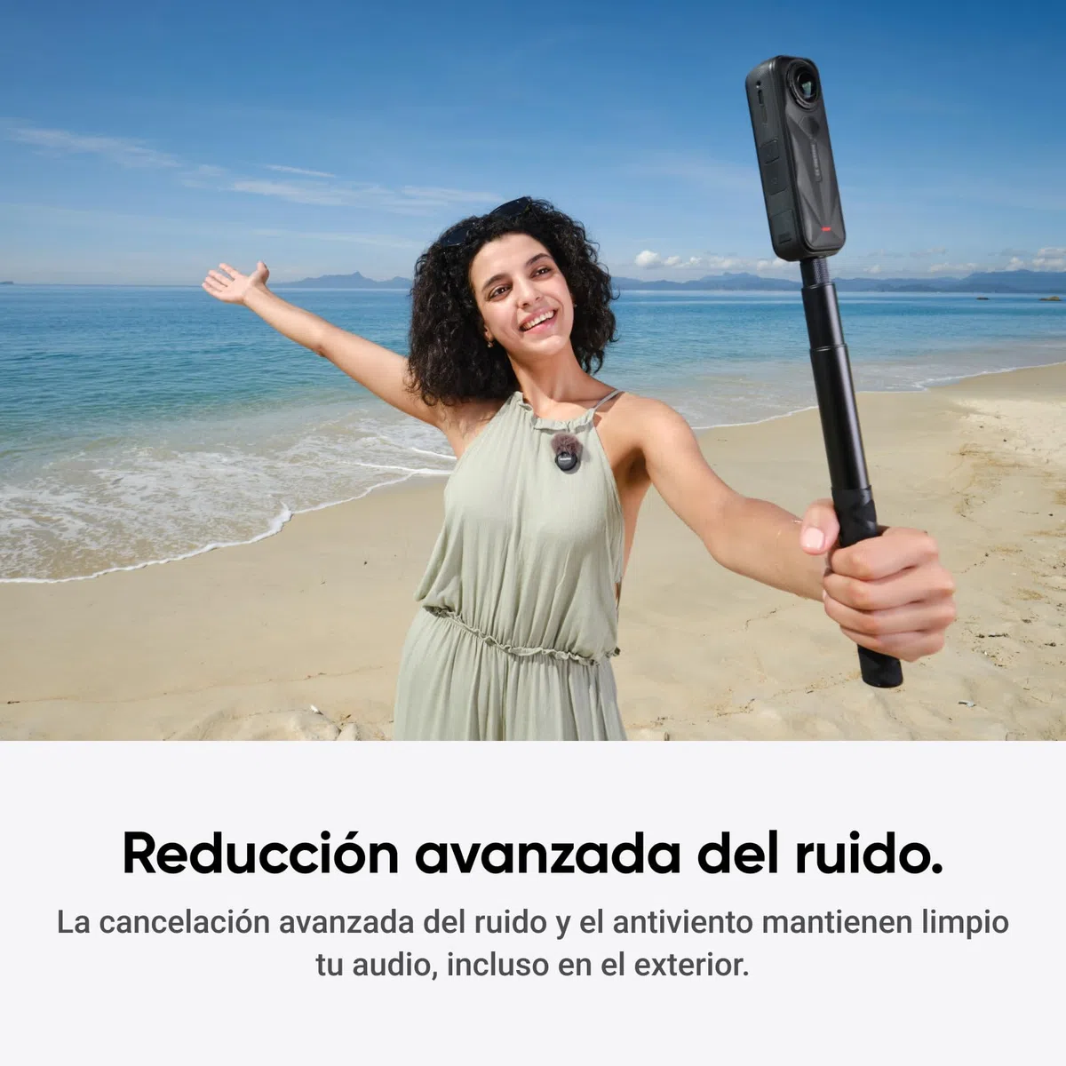 Insta360 Mic Air (1 TX + 1 RX), cancelación de Ruido, 300 m de Alcance, micrófono inalámbrico por USB-C para iPhone/Android/PC/Mac, vlog, Streaming